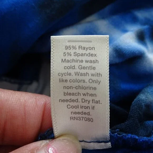 Cato Blue Tie Dye Maxi Tank Dress Women Size MP Slits Strappy Neckline Ruched - Picture 9 of 12